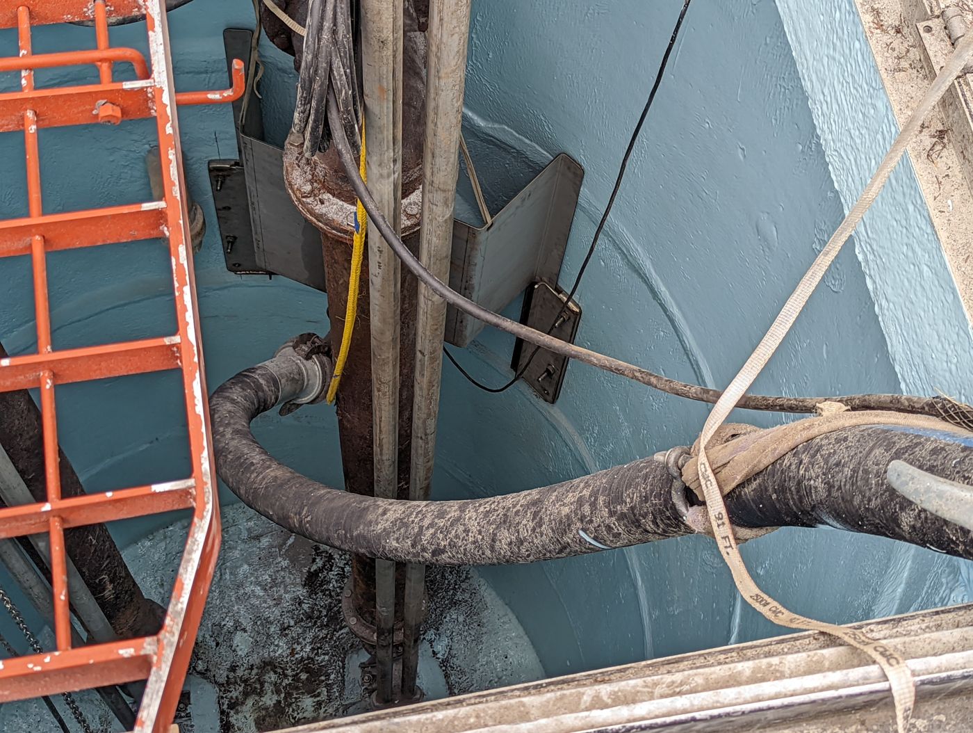 Temporary bypass piping inside a wet well