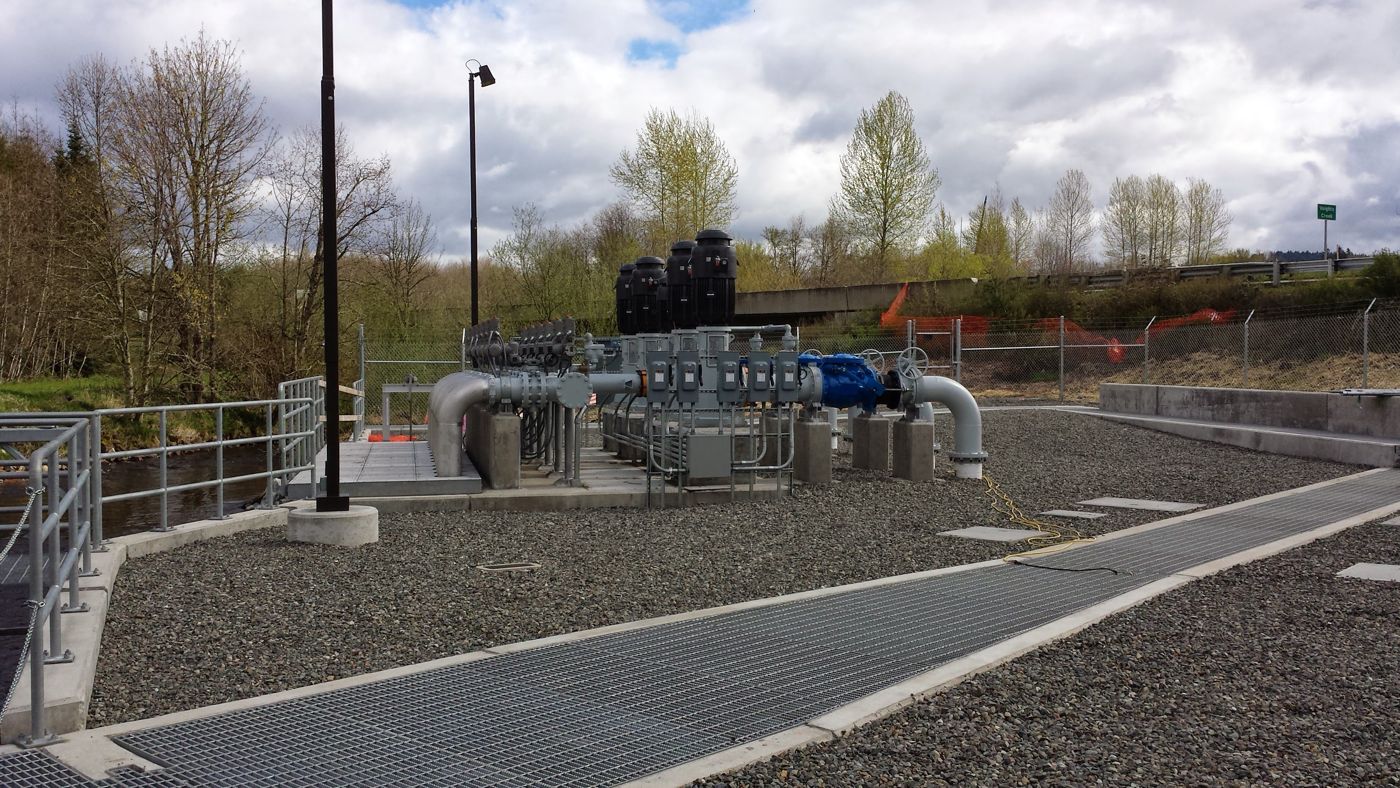Pump station yard piping and flow meter